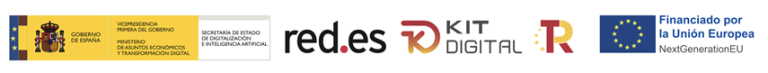 Logotipos del Gobierno de España, Red.es, Kit Digital, Plan de Recuperación y Financiado por la Unión Europea NextGenerationEU