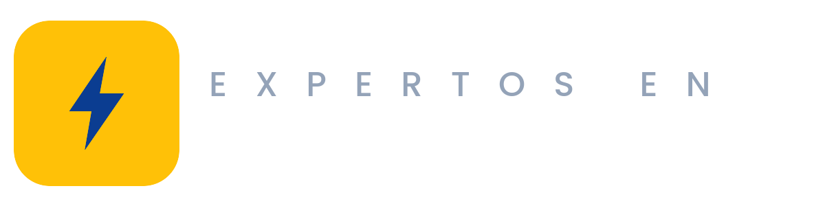 Logotipo de Expertos en Electricidad en versión blanca
